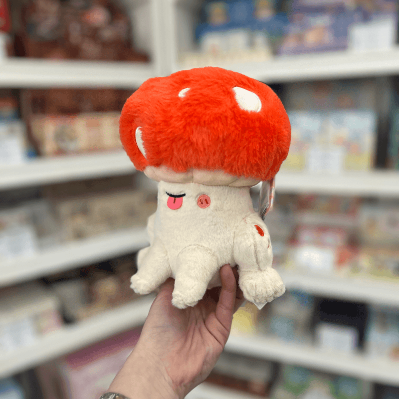 Squishable Alter Egos Toadstool plush toy held in hand with tag visible