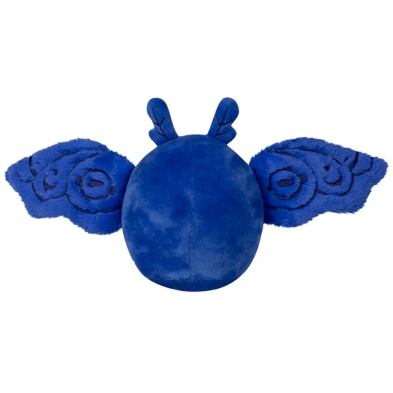 Squishable Snacker Blue Mothman plush rear view with blue wings open