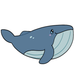 Cute cartoon illustration of a blue whale matching the Squishable Blue Whale plush toy