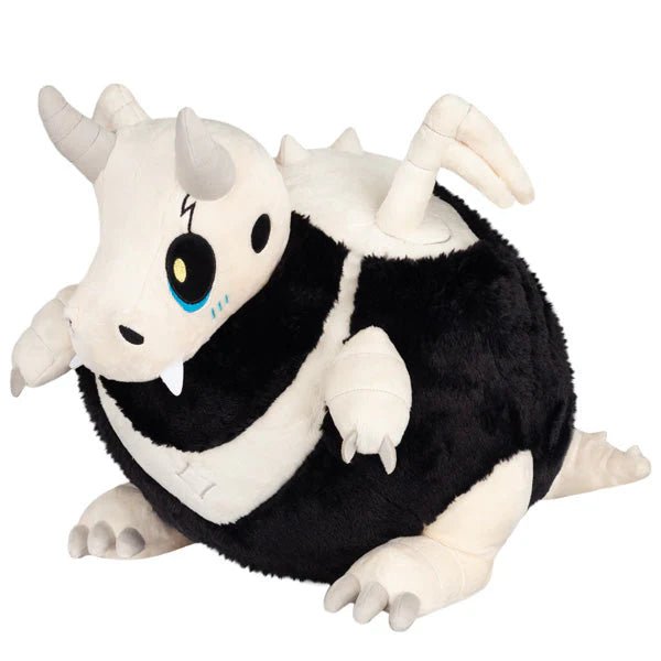 Front view of Squishable Bone Dragon 15-inch plush with horns, wings and cute fangs.