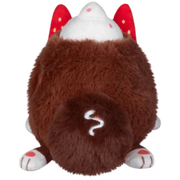 Back view of the Squishable Cocoa Kitsune plush showing its curled fluffy tail