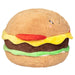 Side view of the Squishable Cheeseburger plushie highlighting its stacked burger layers and cheeky winking face.