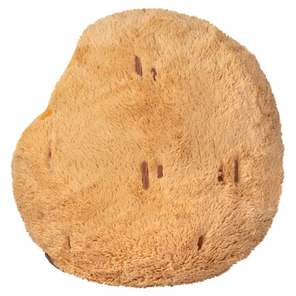 Back view of the Squishable Chocolate Chunk Cookie plushie with soft tan fur and stitched chip details.