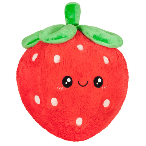 Squishable Comfort Food Strawberry plush toy front view with smiling face and white seed details