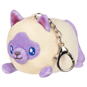 Lilac Point Squishable cat keychain with cream fur and purple details