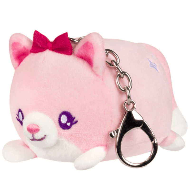 Rare Princess Squishable Cozy Cats keychain with pink fur and matching bow