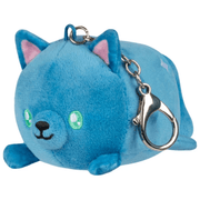 Russian Blue Squishable plush cat keychain with blue fur and green eyes