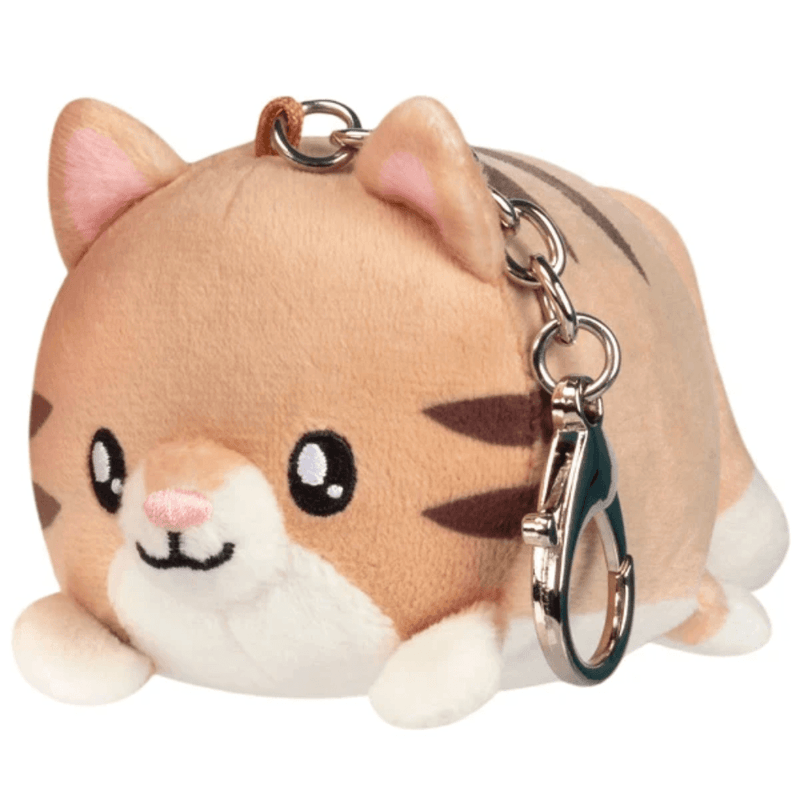 Tabby Squishable plush cat keychain with sandy fur and brown stripes