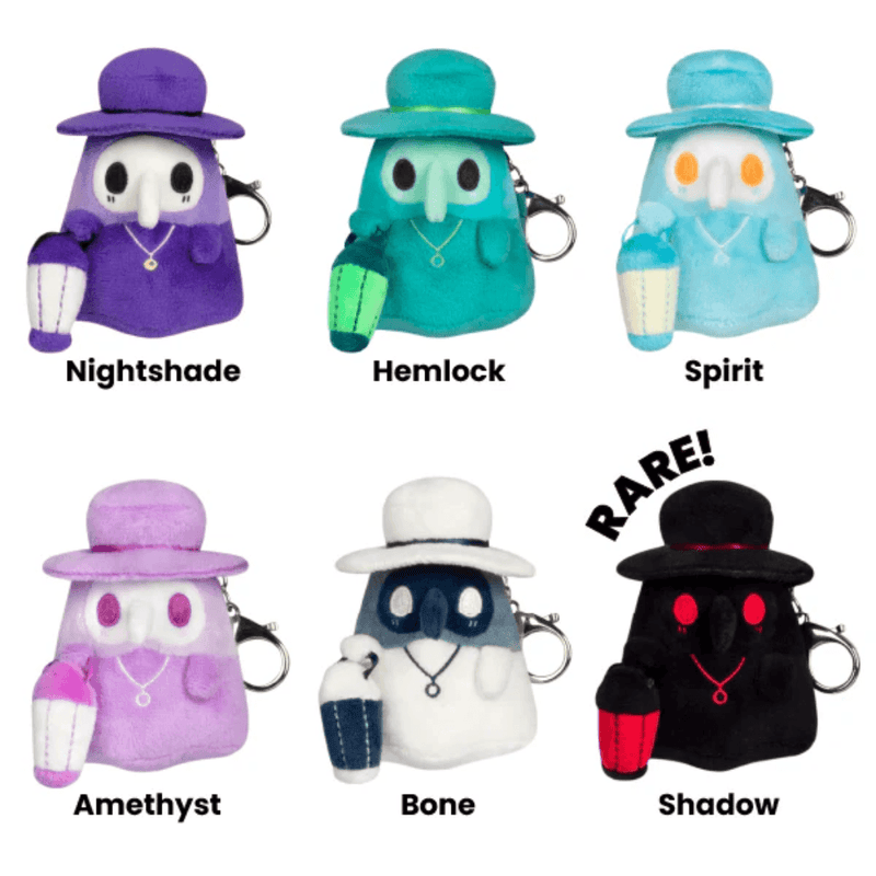 Six Squishable Doctor Plague Alchemy Lab plush keychain designs including rare Shadow