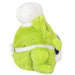 Side view of green Squishable Frog Chef plushie wearing a white apron and chef hat

