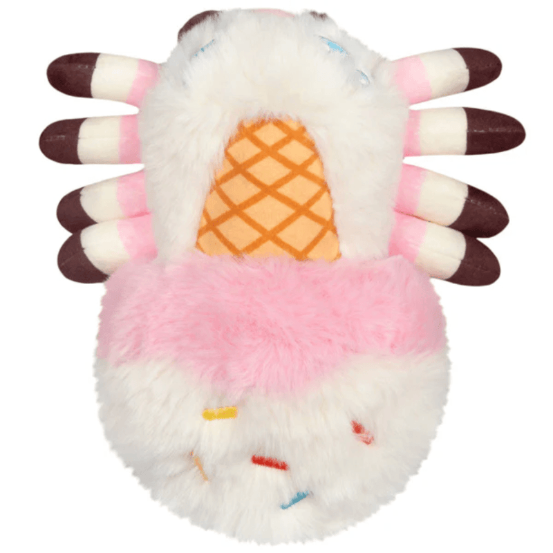 Underside of the Squishable Ice Cream Spider plush showing the waffle cone detail and eight legs
