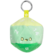Spectral green Squishable Let’s Roll plush D20 keychain with embroidered numbers and metal keyring
