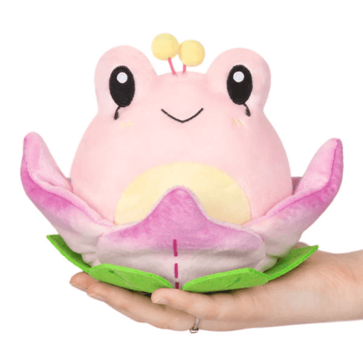 Front view of Squishable Alter Egos Lotus Frog plush toy sitting in lotus petals