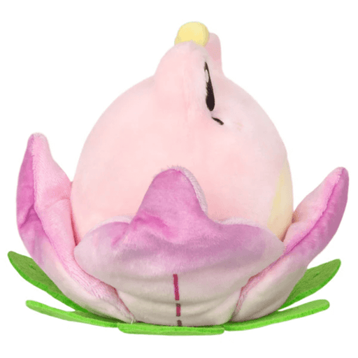 Side view of Squishable Lotus Frog plush toy showing layered pink lotus petals