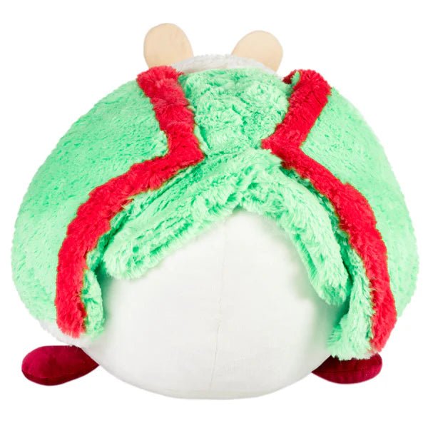 Back view showing folded mint wings with red trim on the Luna Moth plush.