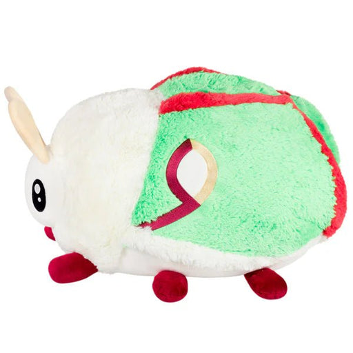 Side profile of Luna Moth plush highlighting embroidered wing motif and antennae.