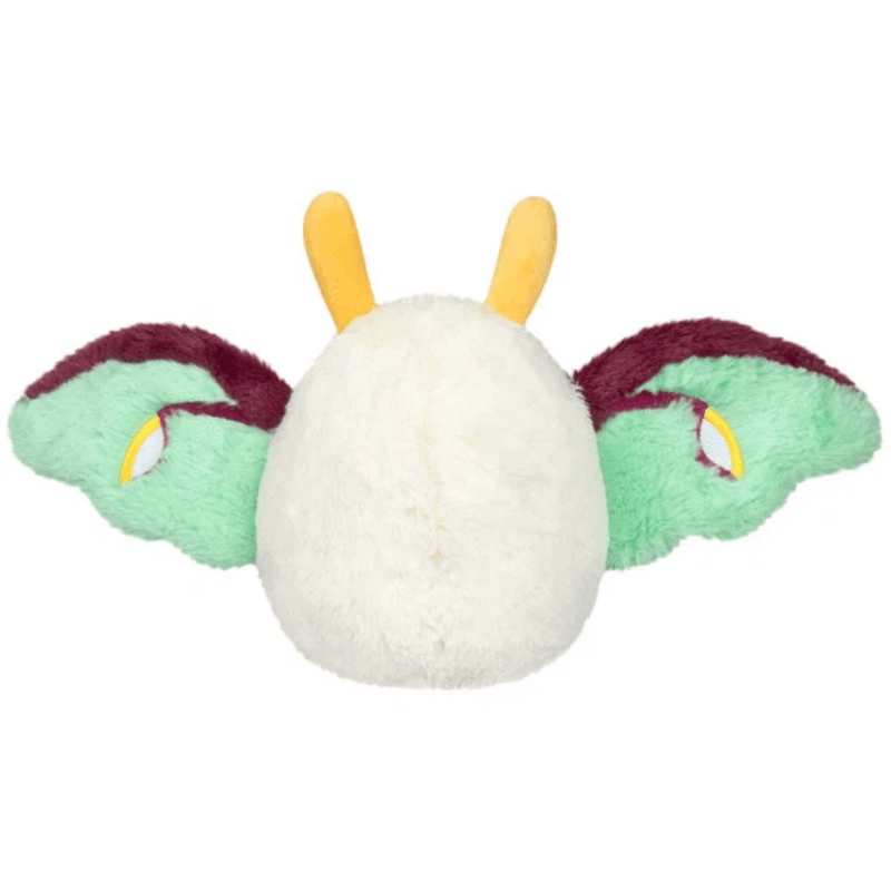 Squishable Luna Mothman plush rear view with mint green wings open