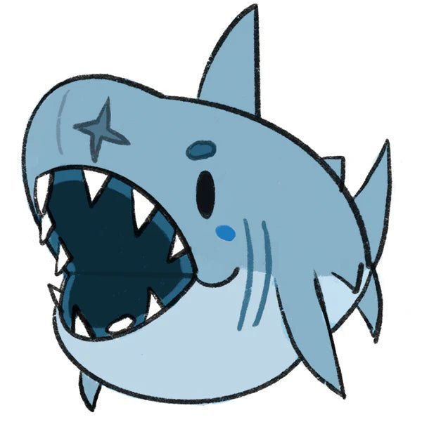 Character artwork showing the Megalodon Squishable design with big teeth.