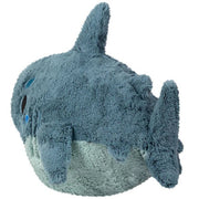 Back view of the Squishable Megalodon plush showing tail and dorsal fin.