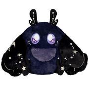 Squishable Midnight Mothman plush with purple eyes, black star-patterned wings and fluffy lavender chest