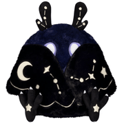 Midnight Mothman Squishable plush with celestial-patterned black wings folded across its face
