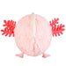 Back view of soft pink axolotl plush toy with tail and glittery dorsal fin


