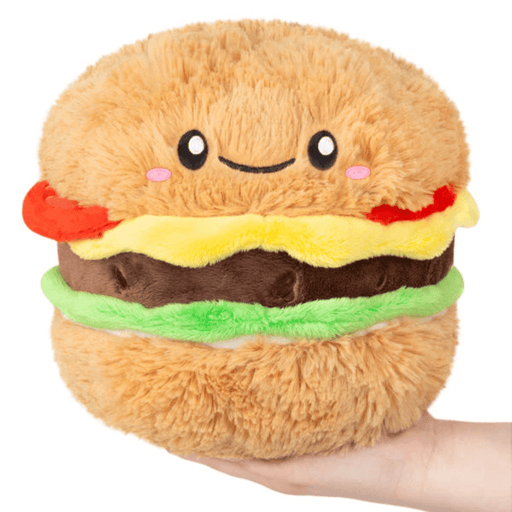 Squishable Mini Comfort Food Cheeseburger plush toy front view with smiling face