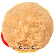 Top view of Squishable Mini Comfort Food Cheeseburger plush toy with sesame seed bun