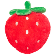 Back view of Squishable Mini Comfort Food Strawberry plush toy showing white seed details