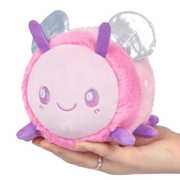 Front view of the Squishable Party Snacker Pink Bee plush toy with pink body and silver wings