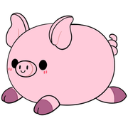 Illustration of Squishable Piggy character in pale pink with dark pink trotters