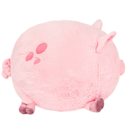 Rear side view of Squishable Piggy Plush showing pink body, curly tail and little trotters
