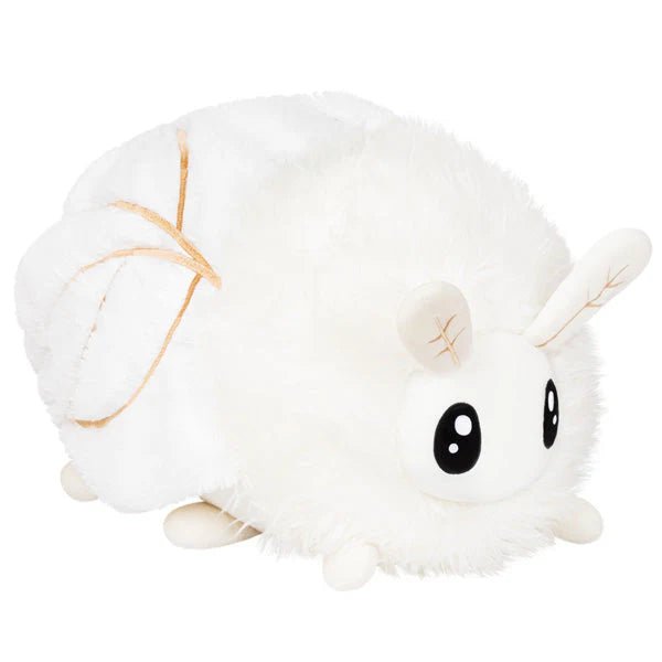 Front view of Squishable Poodle Moth 15-inch plush with fluffy white fur and big eyes.
