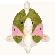 Top view of Squishable Rainbow Trout plush toy showing fins and rounded shape.