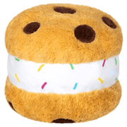Squishable Snacker Cookie Ice Cream Sandwich plush toy front view with cookie spots and smile