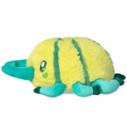 Side view of the Squishable Snacker Green Stag Beetle plush toy showing stag beetle pincers and teal legs