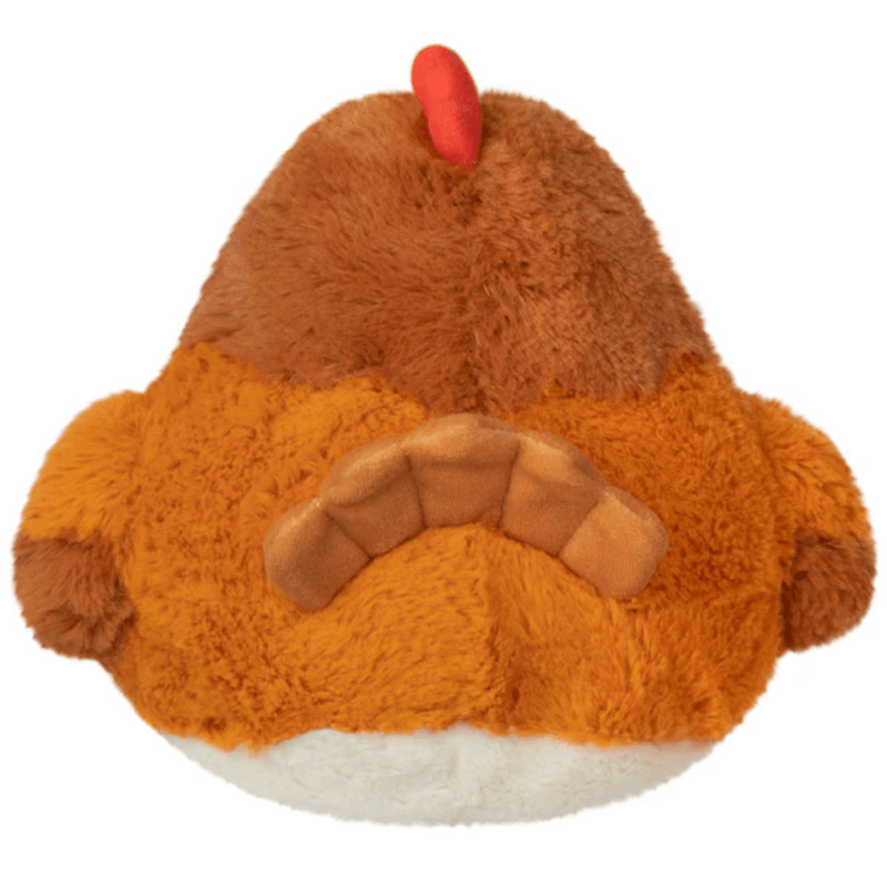 Squishable Snacker Hen plush toy back view showing tail and fluffy texture