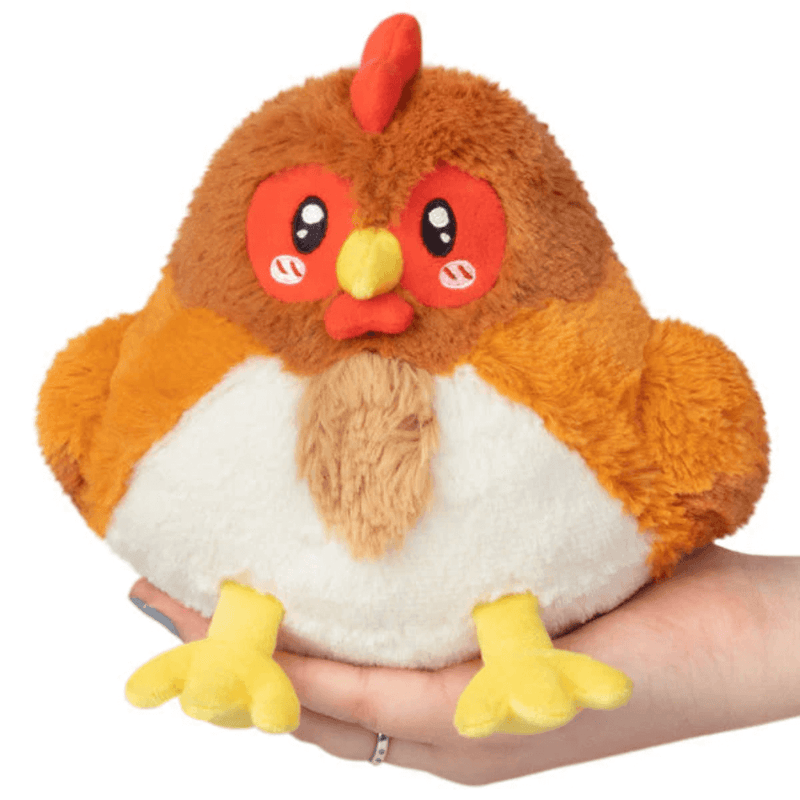 Squishable Snacker Hen plush toy front view with red face and yellow feet