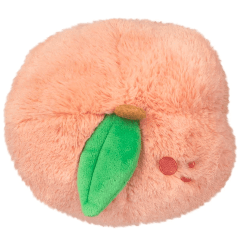 Squishable Snacker Peach plush rear view with green leaf