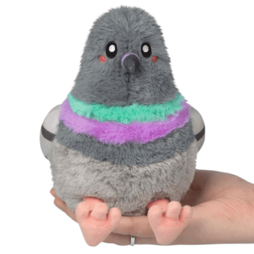 Front view of the Squishable Snacker Pigeon plush toy