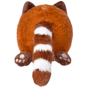 Back view of the Squishable Snacker Red Panda plush toy showing striped tail and paw details
