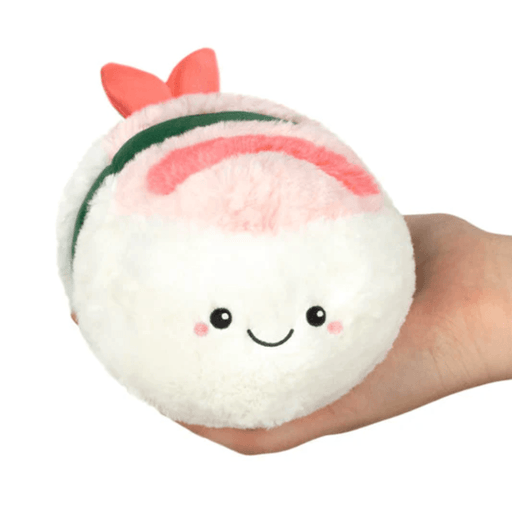 Front view of Squishable Snacker Shrimp Sushi plush toy