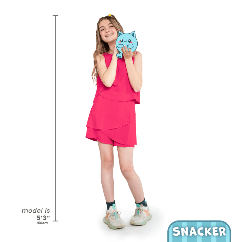Squishable Snacker plush size guide shown with model for scale