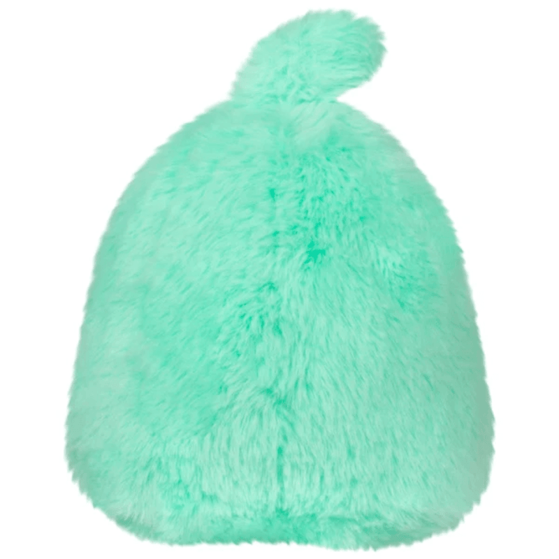 Rear view of Squishable Snacker Teal Ghost showing its fluffy teal fur and rounded silhouette