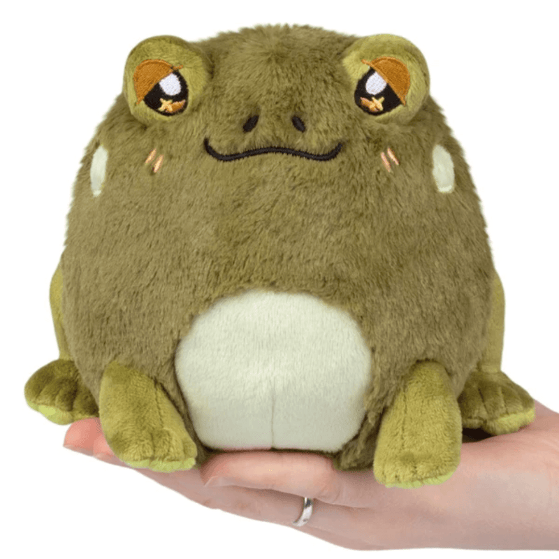 Squishable Snacker Toad S1E6 plush with an olive-green body and cream tummy