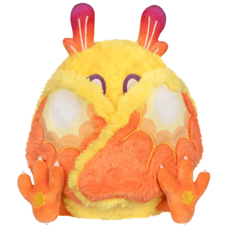 Mini Squishable Solar Mothman plush with wings folded
