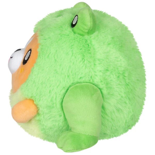 Side view of Squishable Undercover Snacker Corgi in Frog plush showing frog suit and rounded plush shape