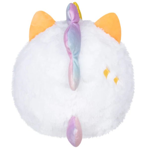 Back view of Squishable Undercover Snacker Corgi in Unicorn plush showing rainbow mane and tail
