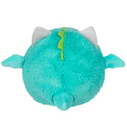 Back view of Squishable Undercover Snacker Kitty in Dragon plush showing teal fur, ears and tail