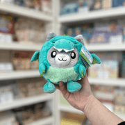 Squishable Undercover Snacker Kitty in Dragon plush toy front view held in hand in a shop